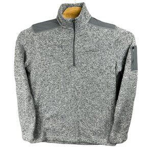 Eddie Bauer Pullover Sweater Men's M Gray Knit 1/2 Zip Jacket Sleeve Pocket